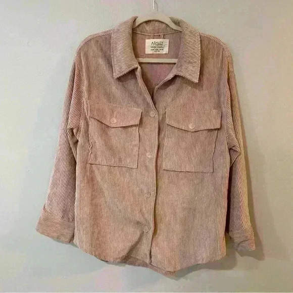 Ashley By 26 International Dusty Rose Pink Corduroy Shacket Shirt Jacket Size M - Picture 2 of 6
